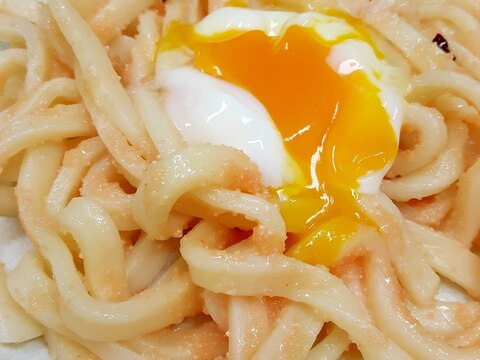 簡単！辛子明太子のペペロンカルボナーラうどん♪